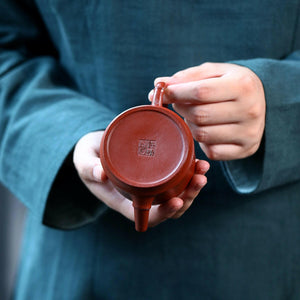 宜興紫砂朱泥竹段壺130cc