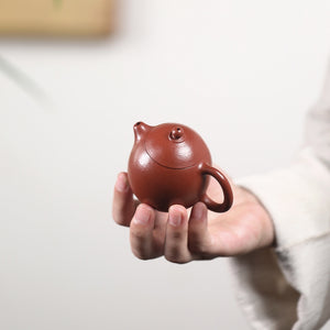 手感很好的宜興紫砂壺朱泥小品龍蛋壺90cc