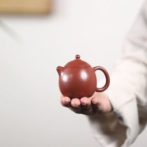 精美小巧的宜興紫砂壺朱泥小品龍蛋壺90cc