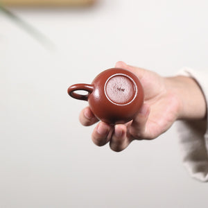 孟臣款的宜興紫砂壺朱泥小品龍蛋壺90cc