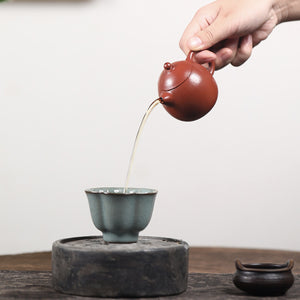 出水順暢的宜興紫砂壺朱泥小品龍蛋壺90cc