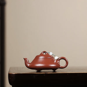 宜興紫砂壺小煤窯朱泥漢棠石瓢壺 120CC