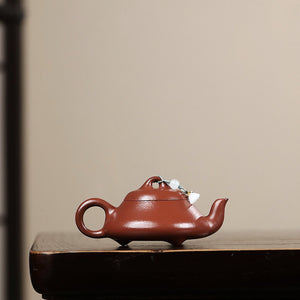 宜興紫砂壺小煤窯朱泥漢棠石瓢壺 120CC