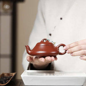 宜興紫砂壺小煤窯朱泥漢棠石瓢壺 120CC