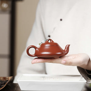 宜興紫砂壺小煤窯朱泥漢棠石瓢壺 120CC