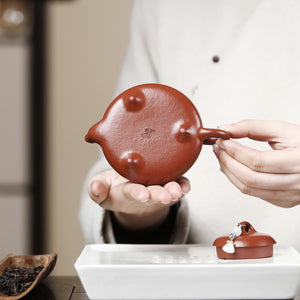 宜興紫砂壺小煤窯朱泥漢棠石瓢壺 120CC