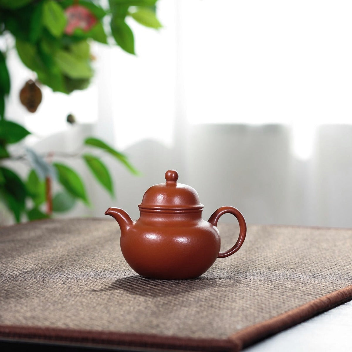 宜興紫砂壺｜小煤窯朱泥掇球壺半手工製作90cc功夫茶具泡工夫茶的孟臣罐