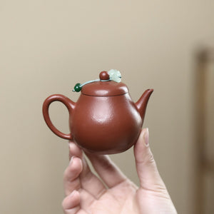 宜興朱泥小品紫砂壺芭樂水平壺100CC