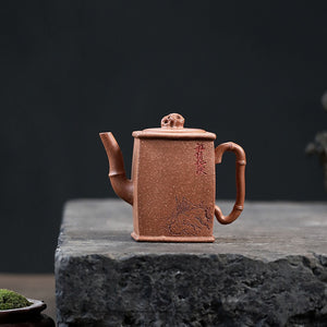 宜興紫砂壺降坡泥四方竹節壺130cc