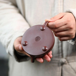 紫砂壺三足梅花扁韻壺160cc