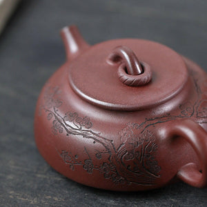 紫砂壺三足梅花扁韻壺160cc