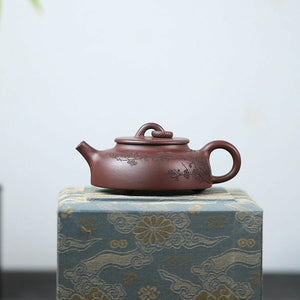 紫砂壺三足梅花扁韻壺160cc