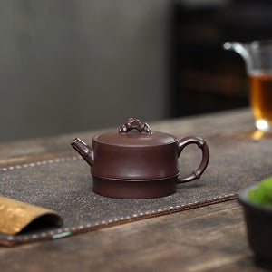 宜興紫砂壺紫泥太湖石竹段壺190cc