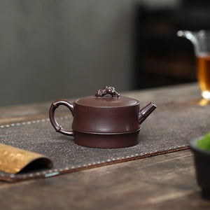 宜興紫砂壺紫泥太湖石竹段壺190cc