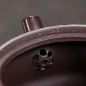 內推球孔的原礦紫砂壺宜興紫泥太湖石竹段壺190cc