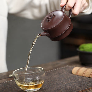 出水順暢的原礦紫砂壺宜興紫泥太湖石竹段壺190cc