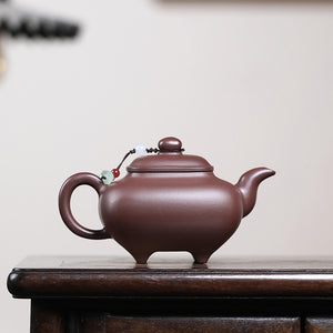 紫泥底槽青四方傳爐壺250cc