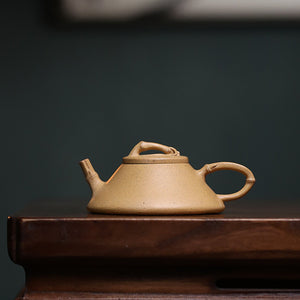 宜興小品紫砂壺黃金段泥竹節石瓢壺90cc