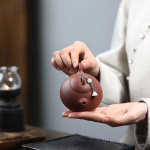 紫砂壺宜興降坡泥文旦壺140cc手持照