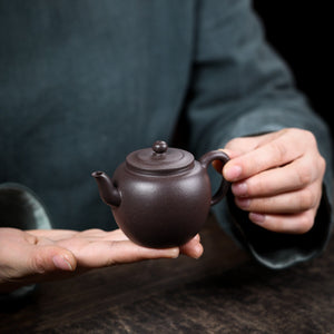 宜興紫砂壺天青泥宮燈壺130CC手持壺比例圖