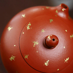 小煤窯朱泥灑金扁西施壺150cc.