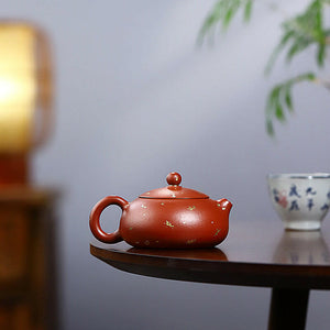 小煤窯朱泥灑金扁西施壺150cc.