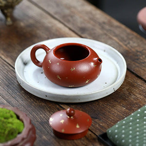 小煤窯朱泥灑金扁西施壺150cc.