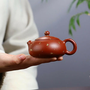 小煤窯朱泥灑金扁西施壺150cc.