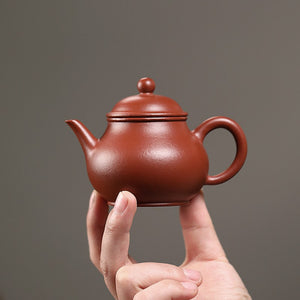 宜興紫砂壺小煤窯朱泥高潘壺120cc小品可愛