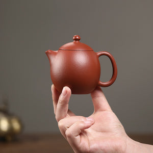 造型可愛宜興紫砂壺小煤窯朱泥龍蛋壺