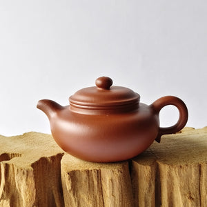 宜興紫砂壺朱泥仿古壺150CC側面圖