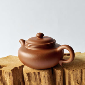 宜興紫砂壺朱泥仿古壺150CC側面圖