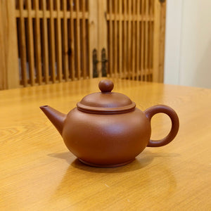 宜興紫砂壺原礦生砂朱泥水平壺140CC