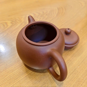 宜興紫砂壺生砂朱泥匏尊壺140CC內推球孔
