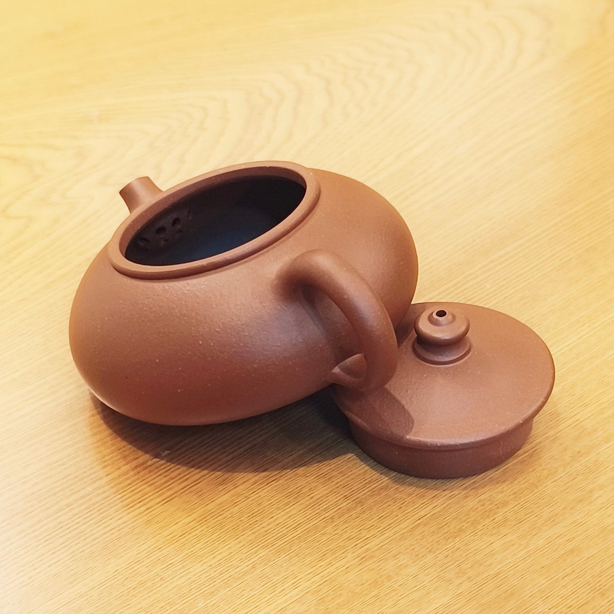 小品壺紫砂壺宜興生砂朱泥寒江壺100CC內推球孔