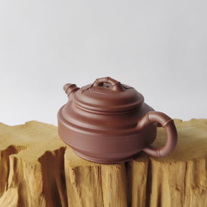 宜興紫砂壺紫泥竹節壺160cc