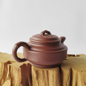 宜興紫砂壺紫泥竹節壺160cc