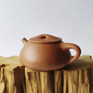 宜興紫砂壺黃降坡泥景州石瓢壺300CC側面圖
