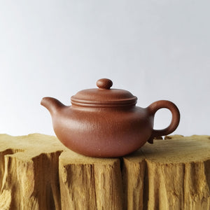 宜興紫砂壺紅降坡泥仿古壺180CC 側面圖