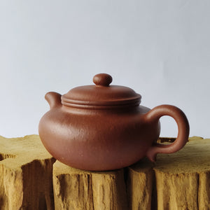 宜興紫砂壺紅降坡泥仿古壺180CC 側面圖
