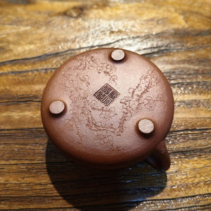 壺底雕刻梅花全手工紅降坡泥子冶石瓢壺220CC