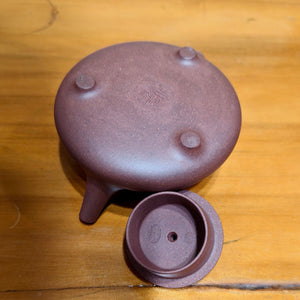 宜興全手工紫砂壺紫泥子冶石瓢壺150CC竹子刻繪款