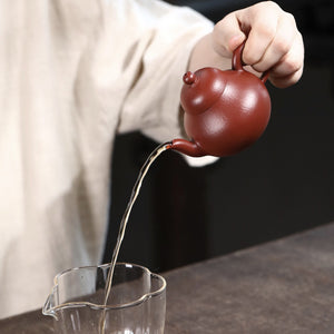 出水順暢的宜興紫砂壺全手工朱泥梨形壺