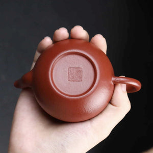 全手工紫砂壺朱泥梨形底部印款