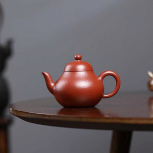 小巧的全手工宜興紫砂壺朱泥梨形壺120cc