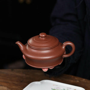 原礦紫泥底槽青虛扁壺210cc半手工製作