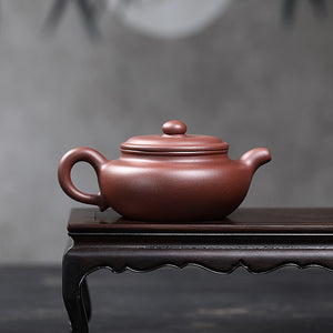 紫砂壺紫泥扁腹壺300cc