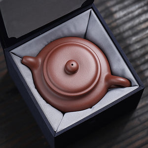 宜興紫砂壺紫泥扁腹壺300cc