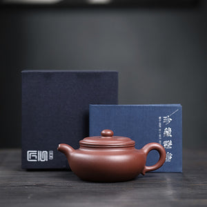 宜興紫砂壺紫泥扁腹壺300cc