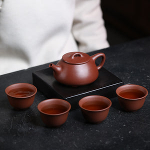 紫泥石瓢一壺四杯茶具禮盒套裝組